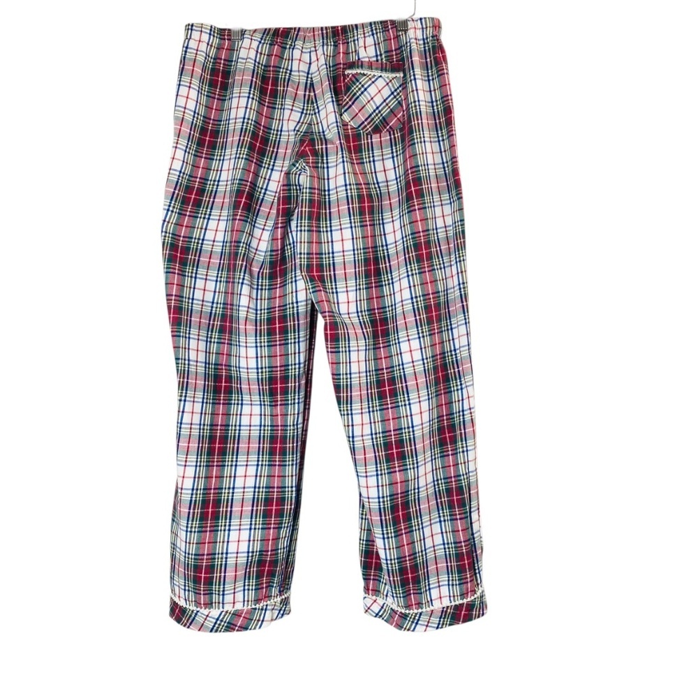 VICTORIA’S SECRET Plaid Pajama Silver Lurex Flannel 98% Cotton Pom Pom Trim L - Picture 7 of 13